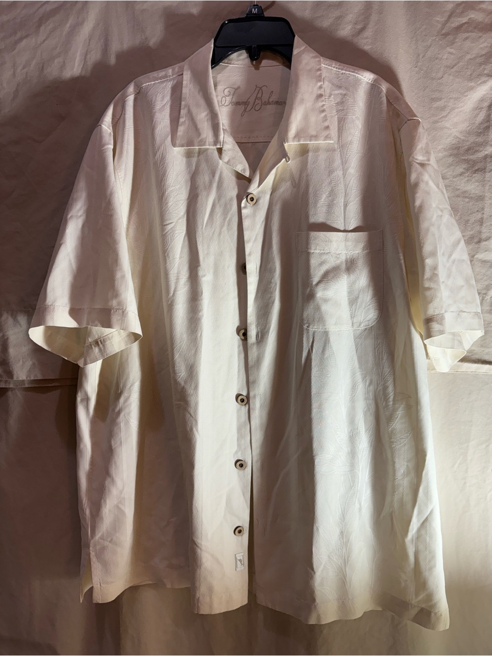 Tommy Bahama Men's Short Sleeve Camp Shirt in Off-White 100% Silk